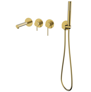 CORSAN - Bateria  LUGO wannowa ścienna podtynkowa z punktowym zestawem prysznicowym ZŁOTA CMB7554GL - DARMOWA DOSTAWA