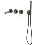 CORSAN - Bateria  LUGO wannowa ścienna podtynkowa z punktowym zestawem prysznicowym GRAFITOWA/GunMetal CMB7554GM - DARMOWA DOSTAWA