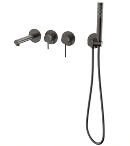 CORSAN - Bateria  LUGO wannowa ścienna podtynkowa z punktowym zestawem prysznicowym GRAFITOWA/GunMetal CMB7554GM - DARMOWA DOSTAWA