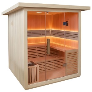 HYDROSAN SAUNA OGRODOWA FIŃSKA ASKER-NEW 4-6 OSOBOWA 180x180x200 cm  Z PIECEM HARVIA 8KW 