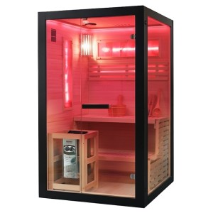 HYDROSAN SAUNA FIŃSKA SUCHA FORSA1-BL  WYSOKOTEMPERATUROWA  1-2 OSOBOWA 120x120x200 cm  Z PIECEM HARVIA 3,5KW  I PANELAMI SOLNYMI