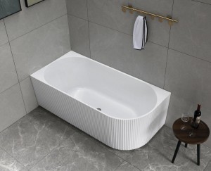 AQUALINE Wanna wolnostojąca z przelewem 170x80x58 TIBERA STRIP RYFLOWANA LEWA E1026G-DARMOWA DOSTAWA 