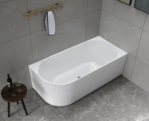 AQUALINE Wanna wolnostojąca z przelewem 170x80x58 TIBERA STRIP RYFLOWANA PRAWA E1015G-DARMOWA DOSTAWA