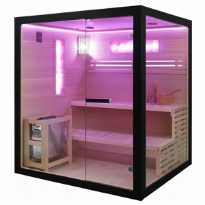 HYDROSAN SAUNA FIŃSKA SUCHA FORSA3-BL WYSOKOTEMPERATUROWA  4-5 OSOBOWA 180x160x200 cm  z PIECEM HARVIA 6KW  I PANELAMI SOLNYMI 