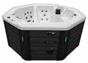 HYDROSAN - Wanna SPA Jacuzzi ogrodowe z hydromasażem 7-osobowa 220x220 cm BIAŁA PERŁA OBUDOWA ANTRACYT SPA107
