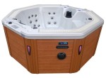 HYDROSAN - Wanna SPA Jacuzzi ogrodowe z hydromasażem 7-osobowa 220x220 cm BIAŁA PERŁA OBUDOWA NATURALNA DESKA SPA107