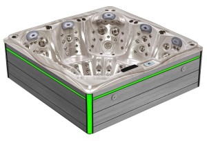 HYDROSAN - Wanna SPA Jacuzzi ogrodowe z hydromasażem 5-osobowa 230x230 cm CAPPUCCINO OBUDOWA SZARA DESKA F27 SPA748