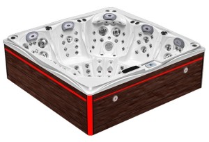 HYDROSAN - Wanna SPA Jacuzzi ogrodowe z hydromasażem 5-osobowa 230x230 cm BIAŁA PERŁA OBUDOWA BRĄZOWA DESKA F21 SPA748