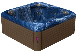 HYDROSAN - Wanna SPA Jacuzzi ogrodowe z hydromasażem 5-osobowa 200x200 cm 230V  NIEBIESKA FALA OCEANU OBUDOWA KAWA SPA752