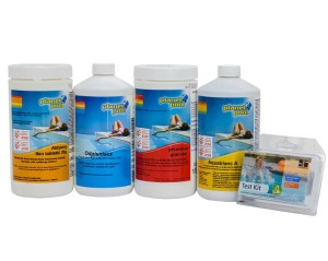 HYDROSAN - Zestaw chemii do pielęgnacji wody w jacuzzi i basenie AKTYWNY TLEN PH MINUS ODPIENIACZ TESTER WHIRLPOOL SET1