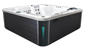 HYDROSAN - Wanna SPA Jacuzzi ogrodowe z hydromasażem 4-osobowa 200x200 cm BIAŁA PERŁA OBUDOWA ANTRACYT SPA566