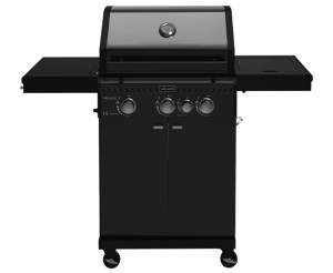 VELACO Grill gazowy ogrodowy ZEUS-B 123x48x112 cm z rusztem żeliwnym pokrywą i półkami o mocy 11,5 KW kolor CZARNY