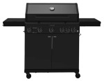 VELACO Grill gazowy ogrodowy ZEUS-D 146x48x112 cm z rusztem żeliwnym pokrywą i półkami o mocy 17,5 KW kolor CZARNY