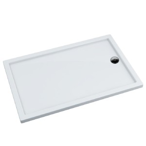 Schedline Brodzik kompozytowy Stabilsound Plus® Estima 80x95x4,5 cm, prostokątny z odpływem na krótszym boku, Gwarancja 15 lat