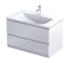 Oristo Szafka wisząca podumywalkowa BRYLANT UNI 80 cm, dwie szuflady, front ryflowany BIAŁY MAT OR36-SD2S-80-2R-DARMOWA DOSTAWA
