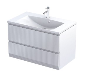 Oristo Szafka wisząca podumywalkowa BRYLANT UNI 80 cm, dwie szuflady, front ryflowany BIAŁY MAT OR36-SD2S-80-2R-DARMOWA DOSTAWA
