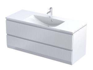 Oristo Szafka wisząca podumywalkowa BRYLANT UNI 120 cm, dwie szuflady, front ryflowany BIAŁY MAT OR36-SD2S-120-2R-DARMOWA DOSTAWA 