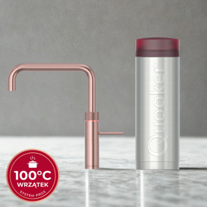 Zestaw Quooker: Kran Fusion Square RÓŻOWA MIEDŹ (Rose Copper) + zbiornik PRO3 (Wrzątek 100°C)