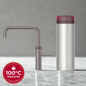 Zestaw Quooker: Kran Fusion Square STALOWOSZARY (Gunmetal) + zbiornik PRO3 (Wrzątek 100°C)