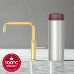 Zestaw Quooker: Kran Fusion Square ZŁOTY (powłoka 24-karatowe złoto) + zbiornik PRO3 (Wrzątek 100°C)