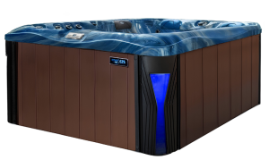 HYDROSAN - Wanna SPA Jacuzzi ogrodowe z hydromasażem 3-osobowa 210x170 cm 230V NIEBIESKA FALA OCEANU OBUDOWA KAWA SPA530