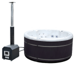HYDROSAN - Wanna SPA Jacuzzi ogrodowe HYBRYDOWE z hydromasażem 7-osobowa Balia 200x200 cm 230V BIAŁA PERŁA OBUDOWA ANTRACYT SPA580W