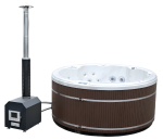 HYDROSAN - Wanna SPA Jacuzzi ogrodowe HYBRYDOWE z hydromasażem 7-osobowa Balia 200x200 cm 230V/400V BIAŁA PERŁA OBUDOWA KAWA SPA580W