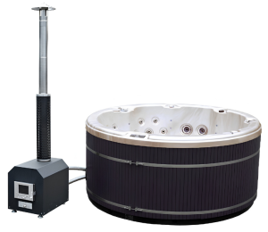 HYDROSAN - Wanna SPA Jacuzzi ogrodowe HYBRYDOWE z hydromasażem 7-osobowa Balia 200x200 cm 230V/400V CAPPUCCINO OBUDOWA ANTRACYT SPA580W