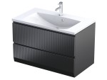 Oristo Szafka wisząca podumywalkowa BRYLANT UNI 80 cm, dwie szuflady, front ryflowany CZARNY MAT OR36-SD2S-80-8R-DARMOWA DOSTAWA