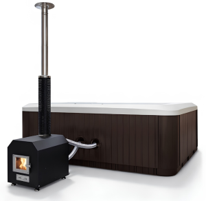 HYDROSAN - Wanna SPA Jacuzzi ogrodowe HYBRYDOWE z hydromasażem 6-osobowa Balia 230x230 cm 230V/400V BIAŁA PERŁA OBUDOWA KAWA SPA521W