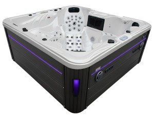 HYDROSAN - Wanna SPA Jacuzzi ogrodowe z hydromasażem 6-osobowa 230x230 cm BIAŁA PERŁA OBUDOWA ANTRACYT SPA703A