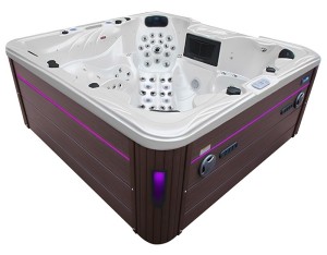 HYDROSAN - Wanna SPA Jacuzzi ogrodowe z hydromasażem 6-osobowa 230x230 cm BIAŁA PERŁA OBUDOWA KAWA SPA703A