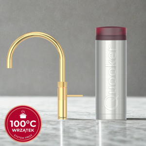 Zestaw Quooker: Kran Fusion Round ZŁOTY (powłoka 24-karatowe złoto) + zbiornik PRO3 (Wrzątek 100°C)