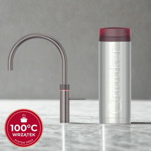 Zestaw Quooker: Kran Fusion Round STALOWOSZARY (Gunmetal) + zbiornik PRO3 (Wrzątek 100°C)