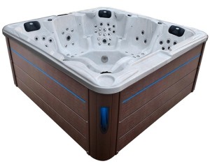 HYDROSAN - Wanna SPA Jacuzzi ogrodowe z hydromasażem 5-osobowa 230x230 cm BIAŁY MARMUR OBUDOWA KAWA SPA702