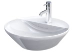 Oristo umywalka nablatowa VARIANT 42 cm okrągła z otworem na baterię, ceramiczna BIAŁY POŁYSK UBL-VO-42-91