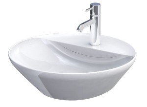 Oristo umywalka nablatowa VARIANT 42 cm okrągła z otworem na baterię, ceramiczna BIAŁY POŁYSK UBL-VO-42-91