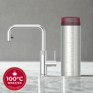 Zestaw Quooker: Kran Flex Square CHROM z wyciąganą wylewką + zbiornik PRO3 (Wrzątek 100°C)