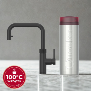 Zestaw Quooker: Kran Flex Square CZARNY z wyciąganą wylewką + zbiornik PRO3 (Wrzątek 100°C)