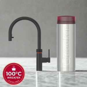 Zestaw Quooker: Kran Flex Round CZARNY z wyciąganą wylewką + zbiornik PRO3 (Wrzątek 100°C)
