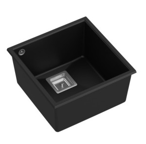 Zlewozmywak granitowy DAVID 40 – jednokomorowy, podwieszany, pure carbon/elementy stalowe, Quadron