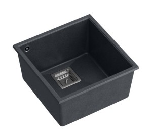Zlewozmywak granitowy DAVID 40 – jednokomorowy, podwieszany, black diamond/elementy stalowe, Quadron