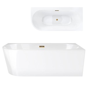 Corsan Wanna narożna INTERO E240 PRAWA 160x74 z szeroką krawędzią kolor SZCZOTKOWANY ZŁOTY E240LPBGL - DARMOWA DOSTAWA