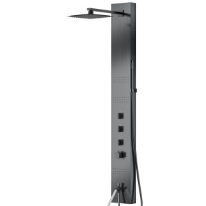Corsan - Panel prysznicowy NEO z termostatem i wylewką, gunmetal - Darmowa dostawa