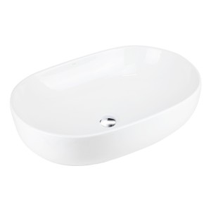 Corsan - Umywalka nablatowa OLVENA UC5566CH owalna 60x40x15 cm z korkiem klik-klak chrom