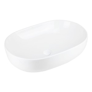 Corsan - Umywalka nablatowa OLVENA UC5566WH owalna 60x40x15 cm z korkiem klik-klak biały