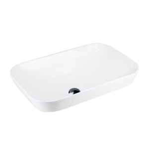 Corsan - Umywalka nablatowa INTERO UC5580GM prostokątna 53x33x17 cm z korkiem klik-klak gunmetal