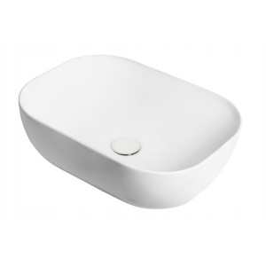 Corsan - Umywalka nablatowa MONO UC5603WH prostokątna 46x32x14 cm z korkiem klik-klak biały