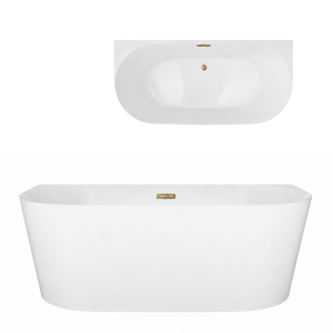 Corsan Wanna przyścienna MONO SLIM 160x75 z wykończeniem złoty E029LSGL - DARMOWA DOSTAWA
