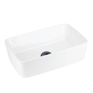 Corsan - Umywalka nablatowa ANGO UC5627BL prostokątna 48x29,5x13,5 cm z korkiem klik-klak czarny